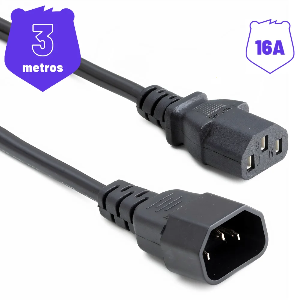 Imagem 2 de 3 do produto Cabo De Força C13 Para C14 3x1,50mm Br 3 Metros.