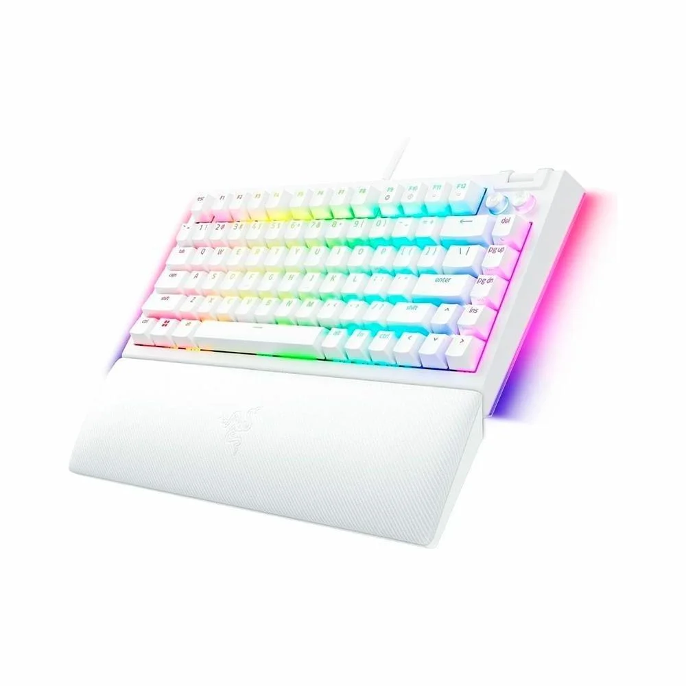 Imagem 2 de 3 do produto Teclado Mecânico Gamer Razer Blackwidow V4, Chroma RGB, Switch Orange, 75%, Anti-ghosting, Us, Branco - Branco - Unissex - Único.