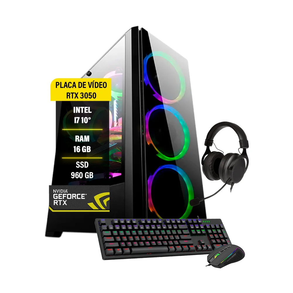 Pc Gamer Intel Core I7 10° Rtx 3050 8gb 16gb Ram SSD 960gb.