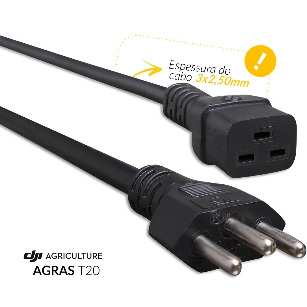 Imagem 4 de 4 do produto Cabo De Força C19 P/ Estação De Bateria Dji Agras T20 1,80 Metros