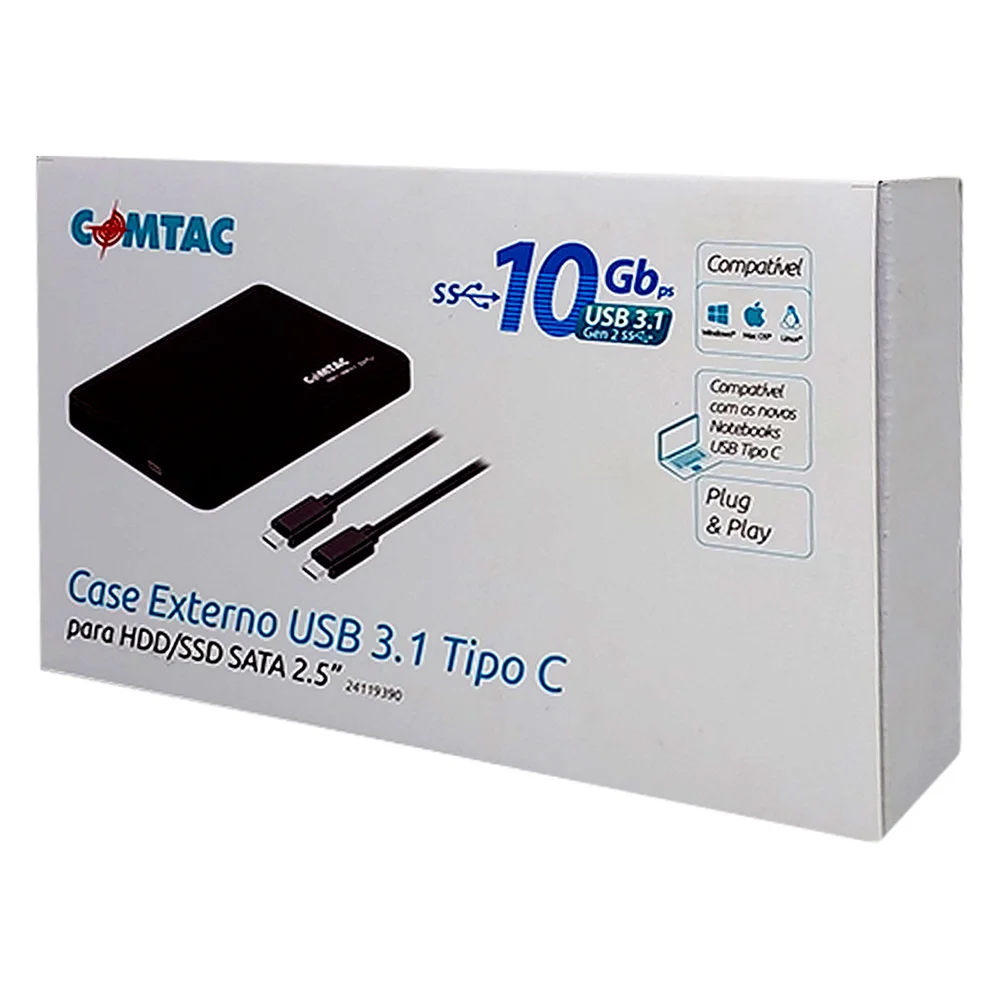 Gaveta Para Hd Black Spin, 2.5" Usb 3.0 Tipo C, Comtac - 24119390 Gaveta Para Hd Black Spin, 2.5" Usb 3.0 Tipo C, Comtac - 24119390