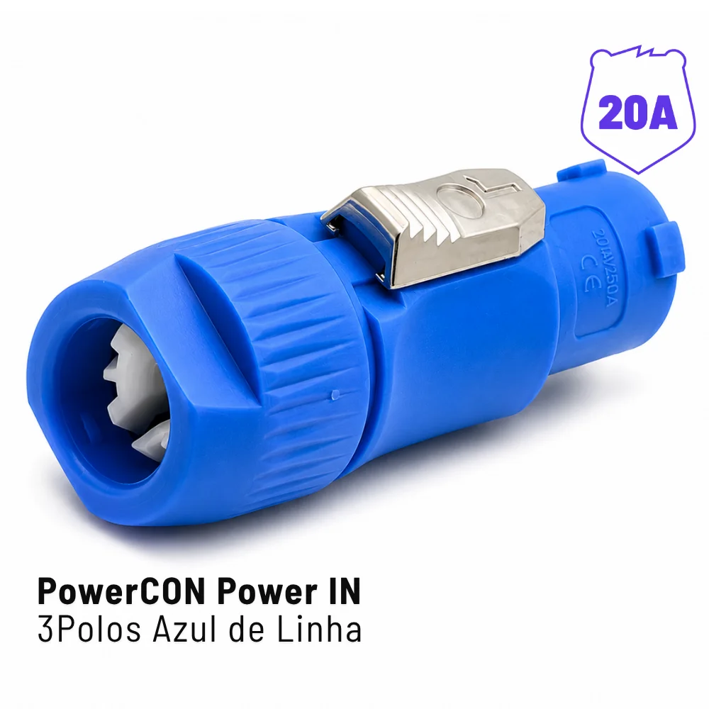Imagem 4 de 4 do produto Plug Powercon Power In 3 Polos 20a Azul