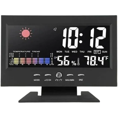 Sensor de Temperatura Relógio Digital LED Alarme  Meteorológico