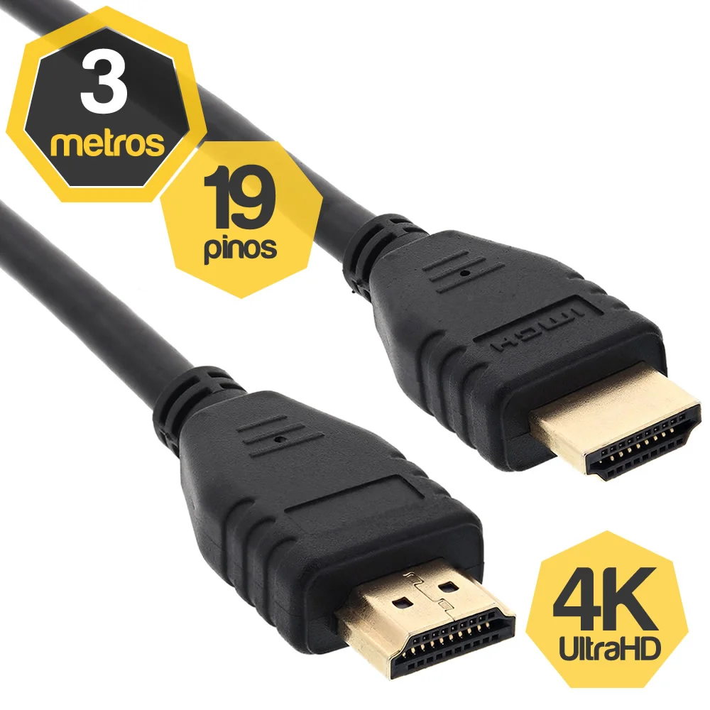Imagem 3 de 3 do produto Cabo HDMI 2.0 4k 19 Pinos Ultrahd 3 Metros.