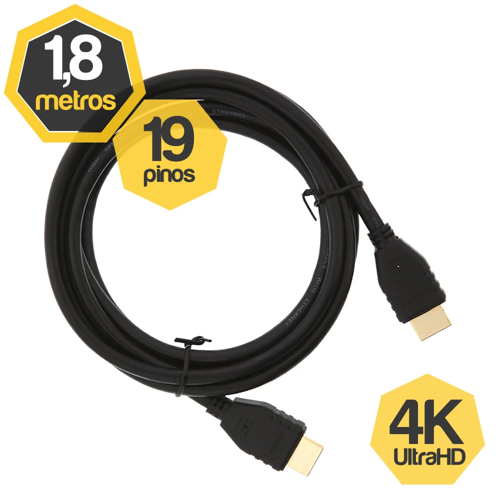 Imagem 2 de 3 do produto Cabo HDMI 2.0 4k  Ultrahd 1,80 Metros.