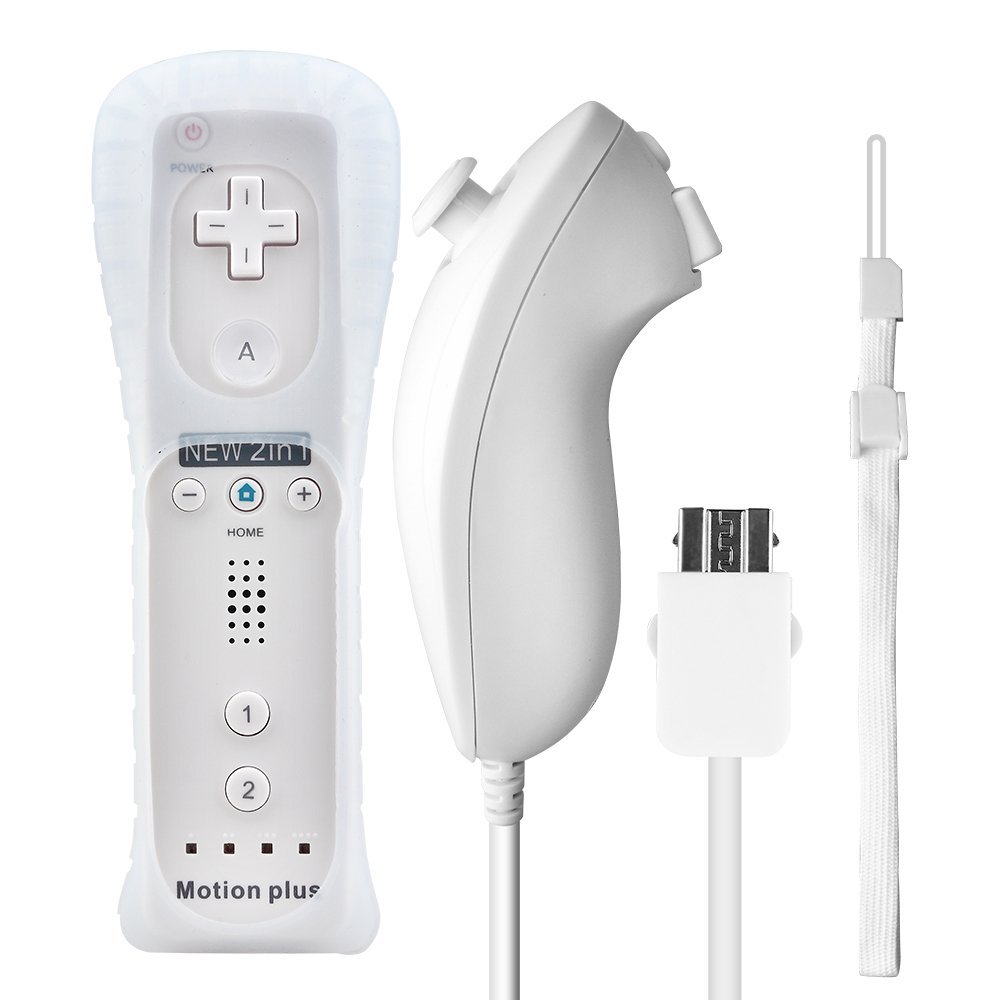Controle Wii Remote Plus + Nunchuk Compatível Com Nintendo Wii E Wii U Branco.