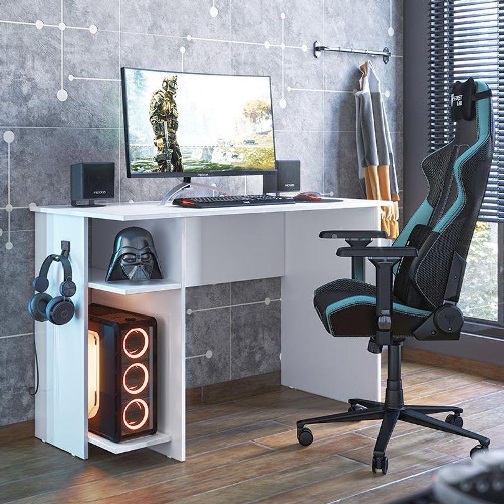 Mesa Para Computador Gamer 3875 Branco Brilho - Qmovi.