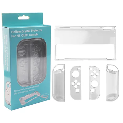 Capa Protetora Dock Flip Case Para Nintendo Switch OLED Joy-con Removível Transparente Branca