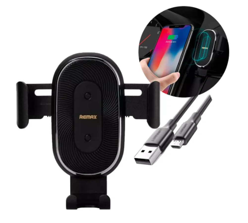 Imagem 2 de 3 do produto Carregador E Suporte Veicular Automático Sem Fio Qi Turbo 10w