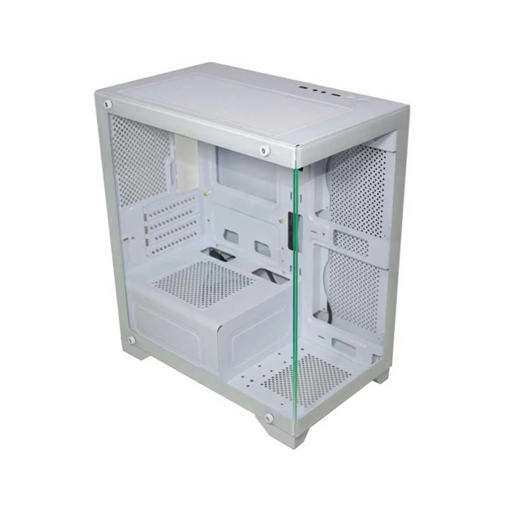 Gabinete Gamer K-mex Aquario Cg-w1f9 Micro Poseidon Branco Micro Atx Sem Cooler.