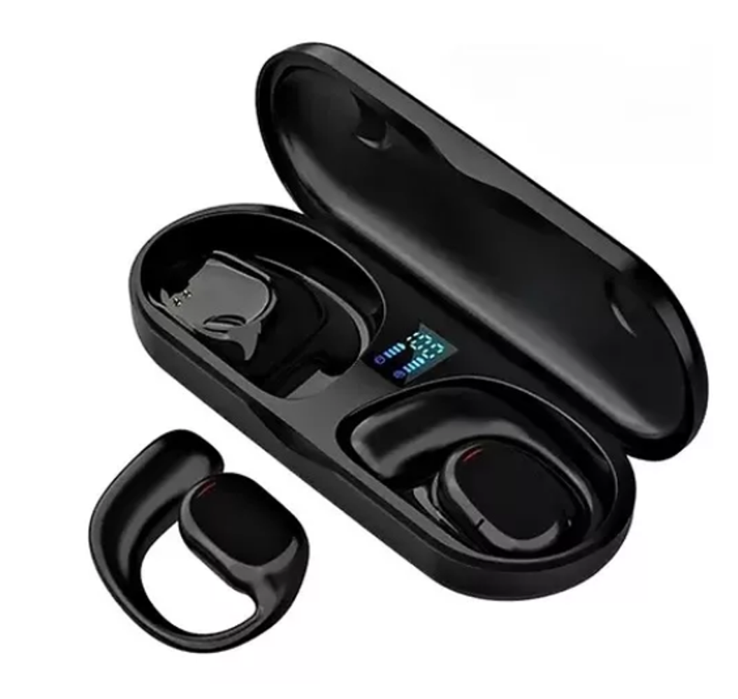 Fone De Ouvido Esportivo Tws Sem Fio Bluetooth 5.3 Condução Óssea Cor Preto