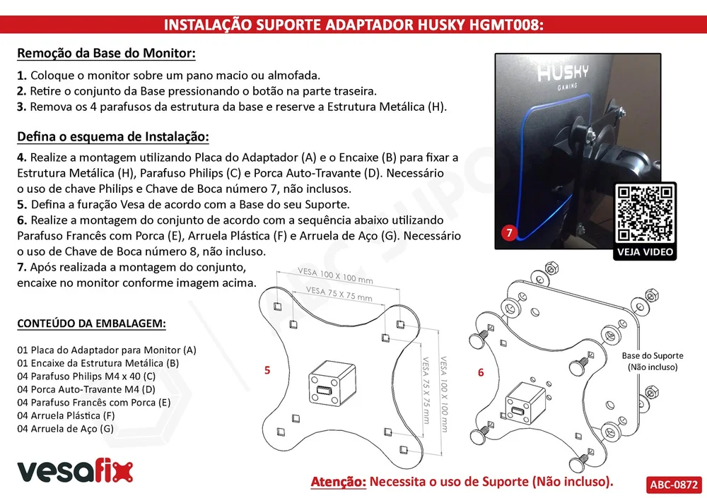 Imagem 5 de 5 do produto Suporte Adaptador Vesa Para Monitor Husky Storm 700 Hgmt008.