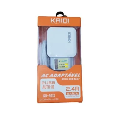 Carregador Celular 2 Portas Usb Tipo Micro Usb V8 Rápido 2.4a