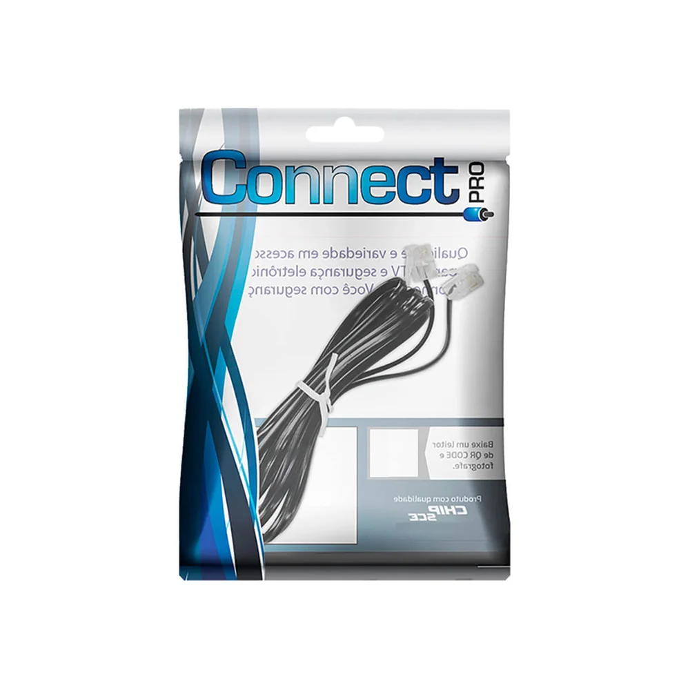 CABO TELEFONE LISO 2m PRETO 018-1395 CONNECT PRO