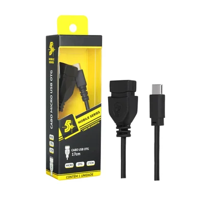 Cabo Otg Tipo C P/ Usb A Fêmea 17cm Preto Chip Sce