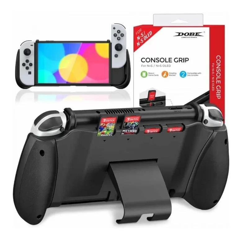 Imagem 2 de 4 do produto Grip Suporte De Mão Stand Para Nintendo Switch E OLED Slot Para 4 Jogos Preto