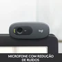 Webcam Logitech C270 HD, 720p, Microfone Integrado, USB 2.0 com 3MP - Cinza/Preta