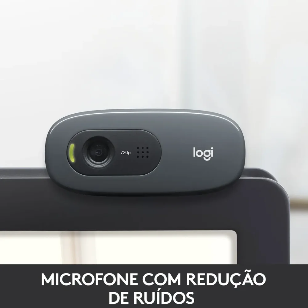 Webcam Logitech C270 HD, 720p, Microfone Integrado, USB 2.0 com 3MP - Cinza/Preta Webcam Logitech C270 HD, 720p, Microfone Integrado, USB 2.0 com 3MP - Cinza/Preta