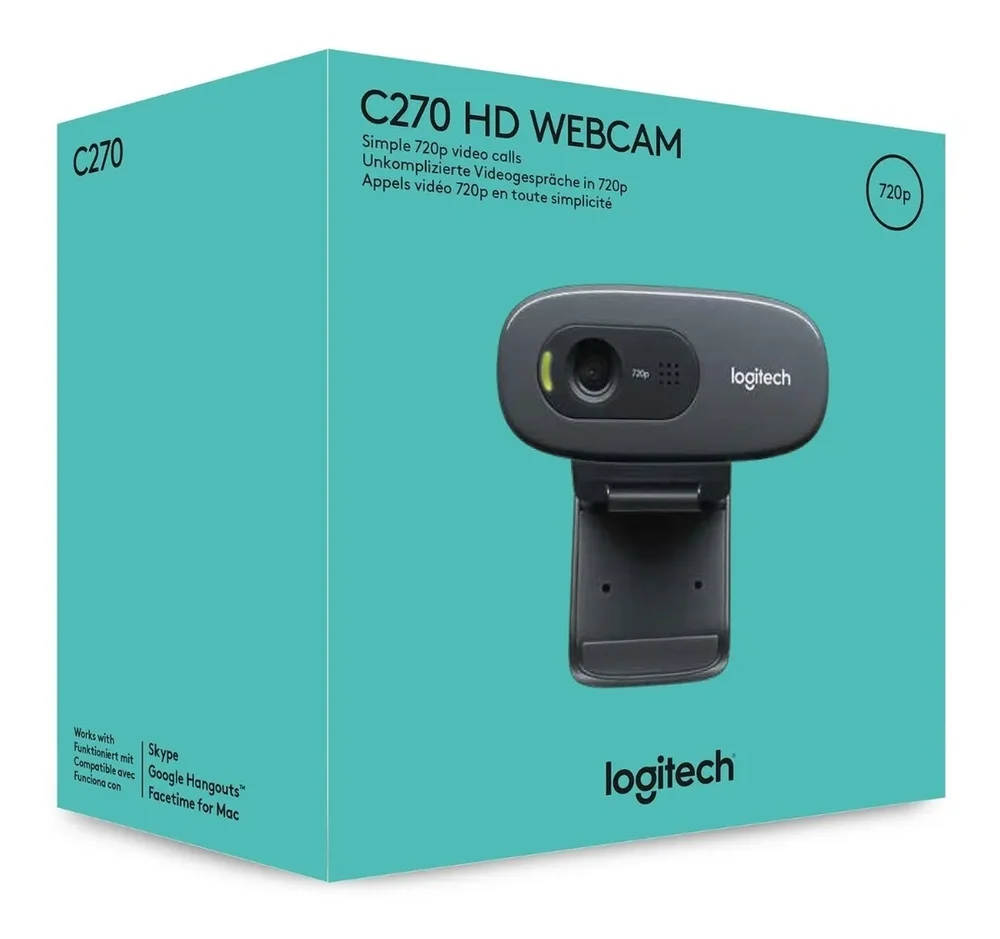 Webcam Logitech C270 HD, 720p, Microfone Integrado, USB 2.0 com 3MP - Cinza/Preta Webcam Logitech C270 HD, 720p, Microfone Integrado, USB 2.0 com 3MP - Cinza/Preta