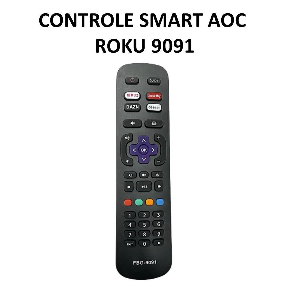 Imagem 3 de 5 do produto Controle Remoto Tv Smart Aoc Roku Compatível 9091