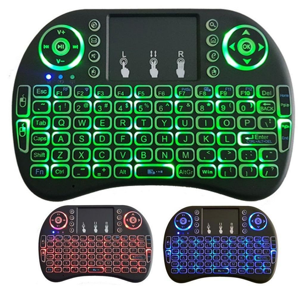 Mini Teclado Mouse Touch Sem Fio Tv-Box Com Luz Noturna.