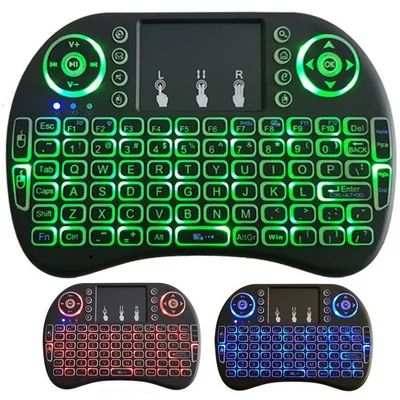 Mini Teclado Mouse Touch Sem Fio Tv-Box Com Luz Noturna.