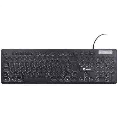 Teclado Chocolate Slim Multimidia Teclas Redondas LED Branco 1.8 Metros Usb - Tc200