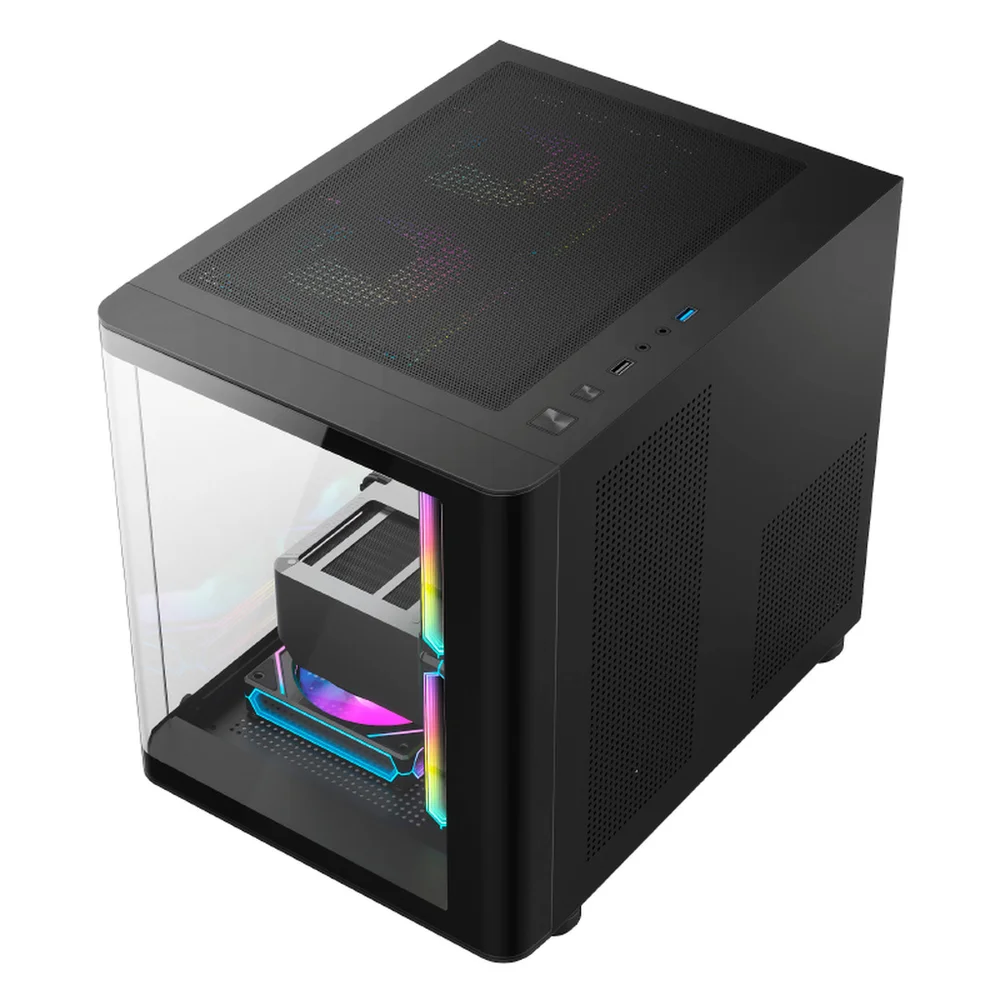 Gabinete Gamer Hayom Gb1798 Com 4 Fans RGB Com Vidro Preto Gabinete Gamer Hayom Gb1798 Com 4 Fans RGB Com Vidro Preto