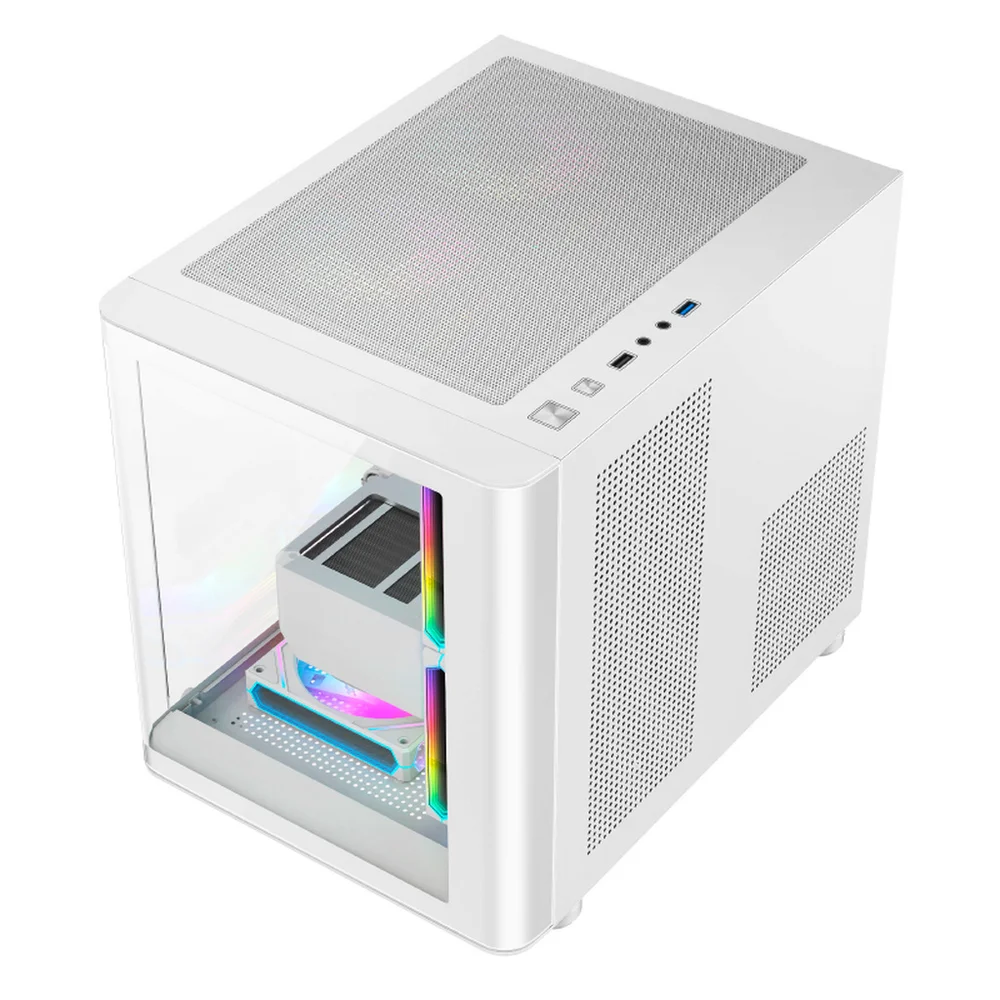 Imagem 4 de 5 do produto Gabinete Gamer Hayom Gb1799 Com 4 Fans RGB Com Vidro Branco