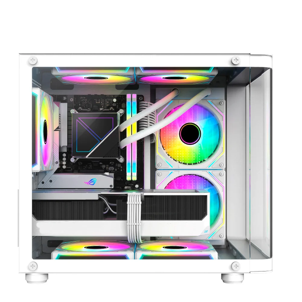 Imagem 5 de 5 do produto Gabinete Gamer Hayom Gb1799 Com 4 Fans RGB Com Vidro Branco
