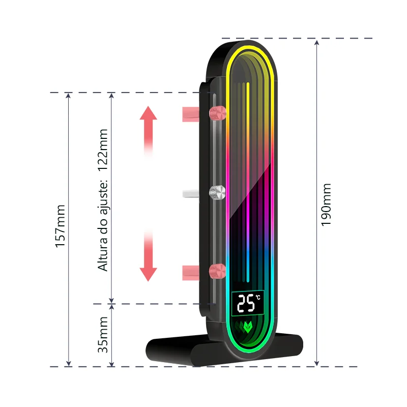Suporte Para Placa De Vídeo (GPU) GH3 PRO, Coolmoon, Ajuste Vertical, Preto, ARGB 5v, Com Visor de Temperatura e LED Infinito Suporte Para Placa De Vídeo (GPU) GH3 PRO, Coolmoon, Ajuste Vertical, Preto, ARGB 5v, Com Visor de Temperatura e LED Infinito