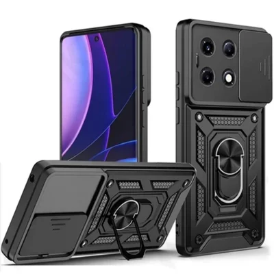 Capa Capinha Armadura P/ Xiaomi Redmi Note 13 Pro 5g C/ Proteção Da Camera Suporte Anel 360