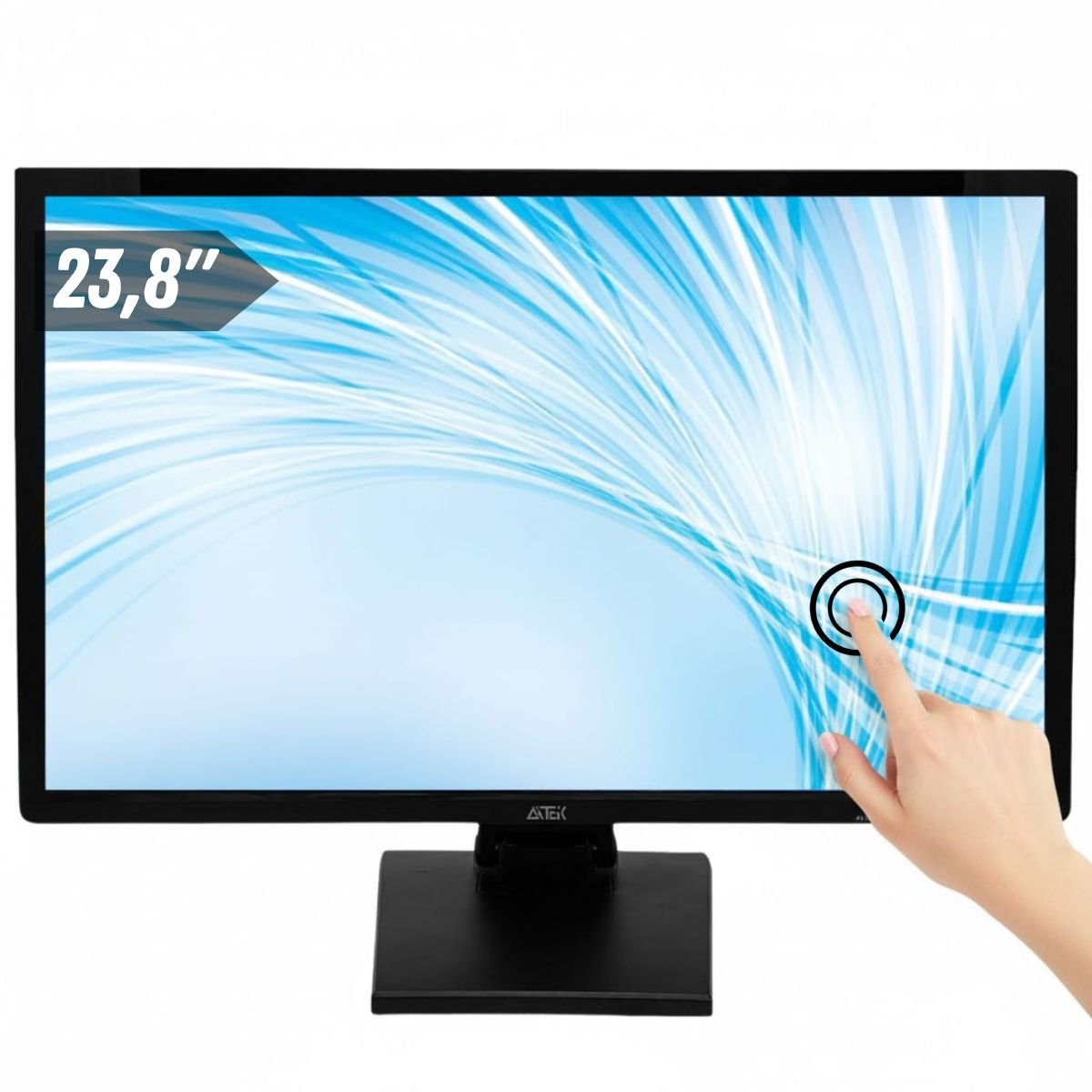 Monitor Led 23,8" Full HD, 5ms, 75Hz, Tela Touchscreen, VGA e HDMI, Rotação Vertical e Horizontal, Ergonômico