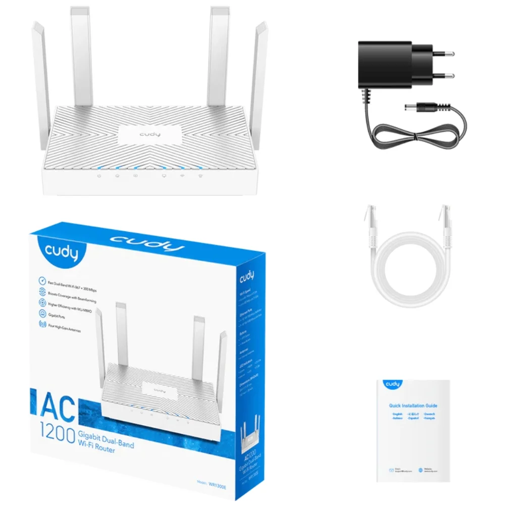 Imagem 2 de 5 do produto Roteador Cudy Ac1200 Wr1300e Gigabit Dual Band 867 Mbps 4 Antenas Branco Wr1300e_us V1.0