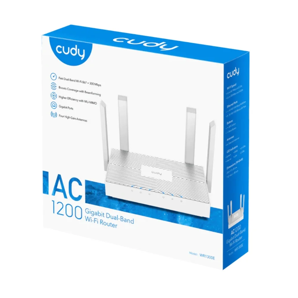 Imagem 4 de 5 do produto Roteador Cudy Ac1200 Wr1300e Gigabit Dual Band 867 Mbps 4 Antenas Branco Wr1300e_us V1.0