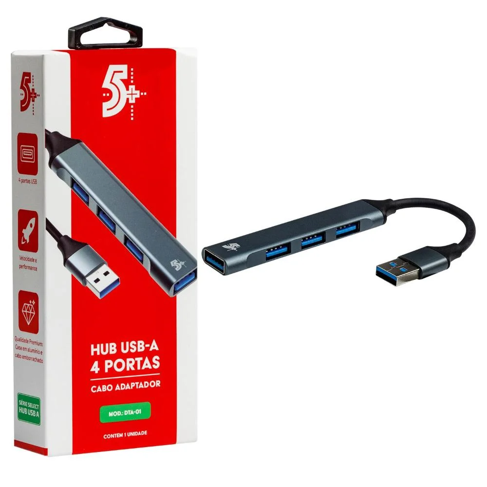 Imagem 2 de 5 do produto Hub Adaptador 4 Portas Usb 3.0 Usb 2.0 018-7458 5+