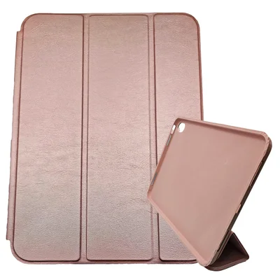 Capa Capinha Compatível Com Apple Tablet Ipad 10 Geração 2022 Tela 10.9 Três Dobras Aveludada Cor:rose
