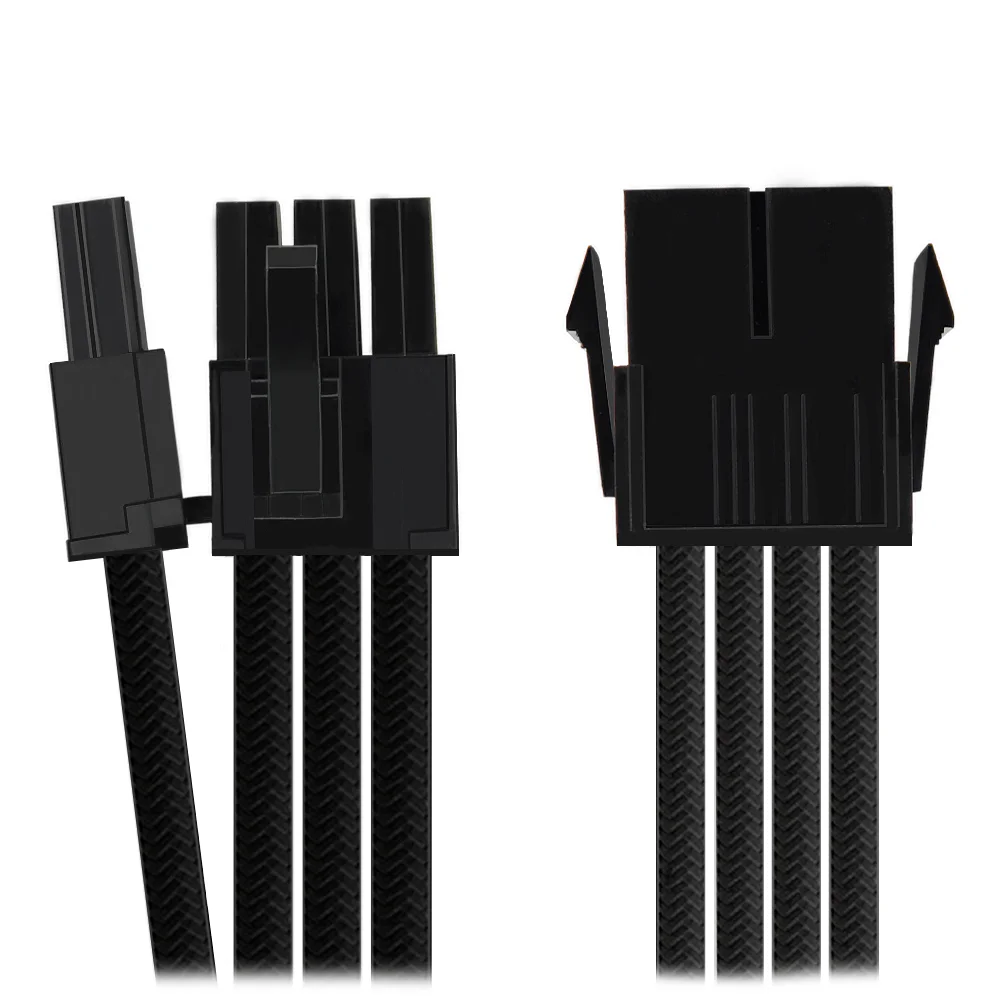 Imagem 3 de 5 do produto Cabo Extensor para Placa de Vídeo 6+2 = 8 Pinos, Sleeved, Preto, 300mm, Extensão Cabo da Fonte para GPU
