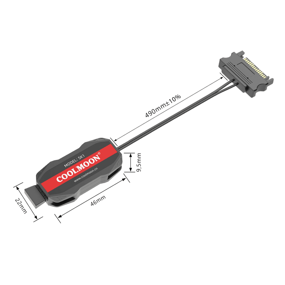 Controlador De LED Coolmoon SK1 ARGB 5v 3 Pinos, Alimentação Sata, Com Controle Remoto, Compatível com fans e fita de LED, CM-SK1-B 6