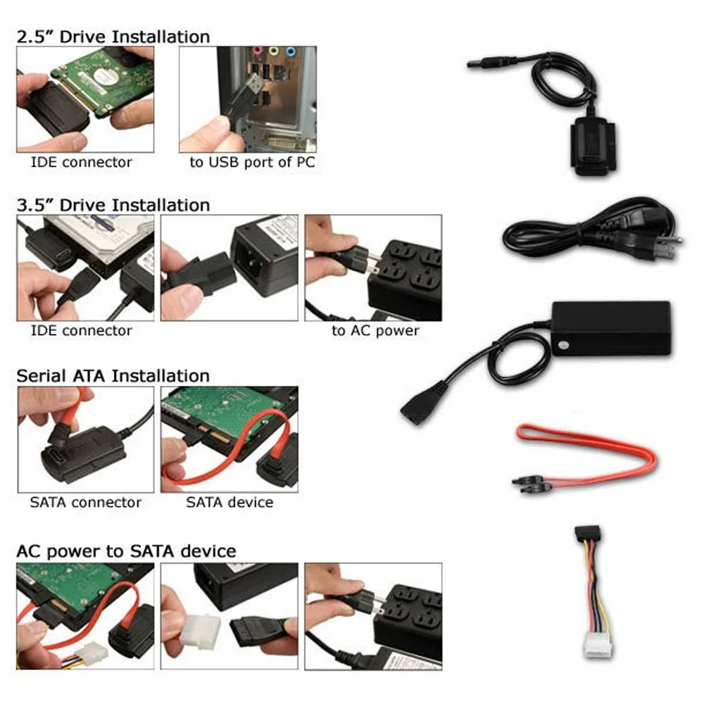 Imagem 4 de 5 do produto Adaptador Conversor Usb 2.0  Ide Sata I E Sata Ii Albor