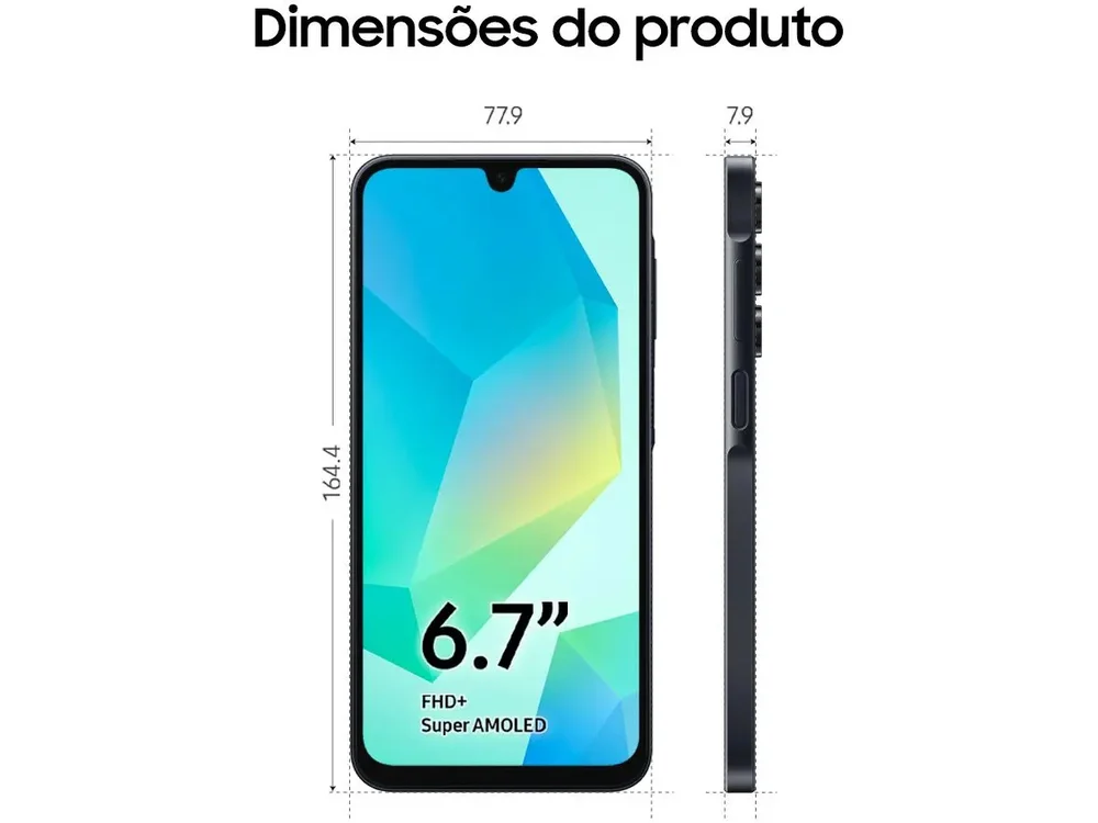 Smartphone Samsung Galaxy A16 4G, 128GB, 4GB Ram, Câmera Tripla 50MP, Tela 6.7", Preto