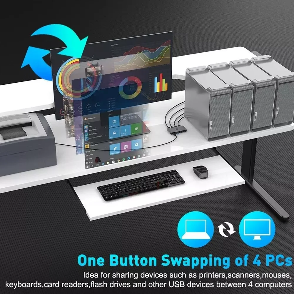 Imagem 5 de 5 do produto Chaveador Switch  Matrix Hub Kvm 4x4 Portas Usb 3.0/2.0