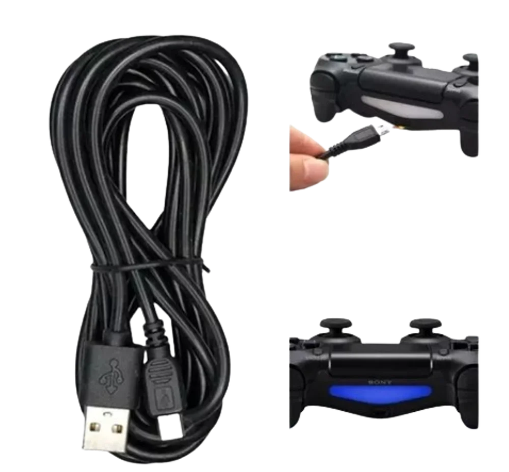 Imagem 2 de 5 do produto Cabo Carregador V8 Usb Para Controle De Playstation 4 e Xbox One