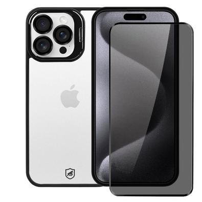 Kit Capa Gravity Preta E Pelicula Defender Pro Privacidade Para Iphone 15 Pro - Gshield
