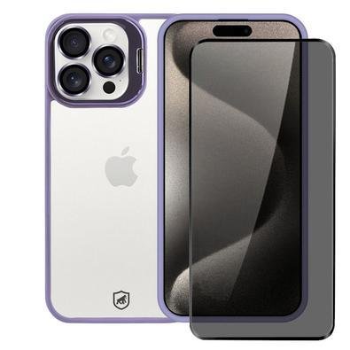 Kit Capa Gravity Lilás E Pelicula Defender Pro Privacidade Para Iphone 15 Pro - Gshield
