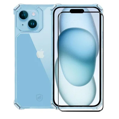Kit Capa Clear Proof E Pelicula Coverage 5d Pro Preta Para Iphone 15 Plus - Gshield.