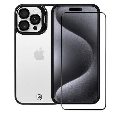 Kit Capa Gravity Preta E Pelicula Ultra Glass Para Iphone 15 Pro - Gshield