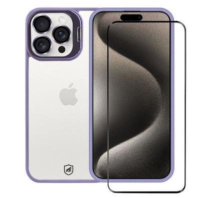 Kit Capa Gravity Lilás E Pelicula Ultra Glass Para Iphone 15 Pro Max - Gshield