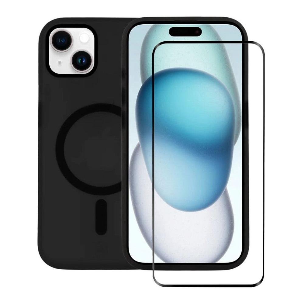 Kit Capa Magsafe Pro Preta E Pelicula Ultra Glass Para Iphone 15 Plus - Gshield.