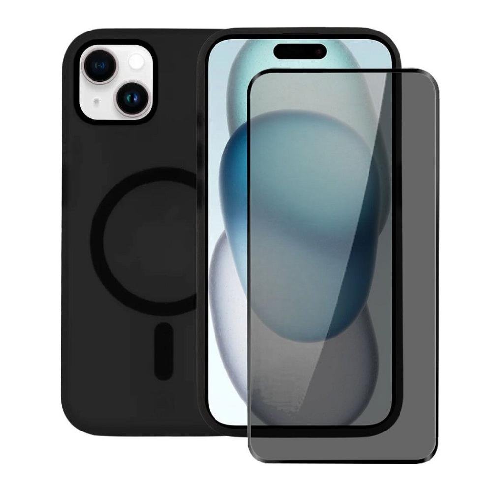 Kit Capa Magsafe Pro Preta E Pelicula Defender Pro Privacidade Para Iphone 15 - Gshield